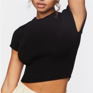 Forever 21 Black Ribbed Crop Top